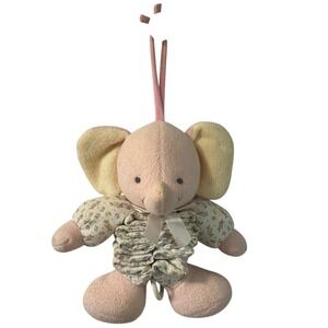 Prestige Toys Pink Elephant Calico Floral Print Pull String Crib Toy Musical